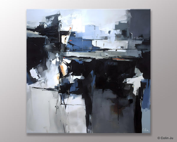Original Modern Wall Art on Canvas, Black Contemporary Canvas Art, Modern Acrylic Artwork for Sale, Large Abstract Painting for Bedroom-Silvia Home Craft