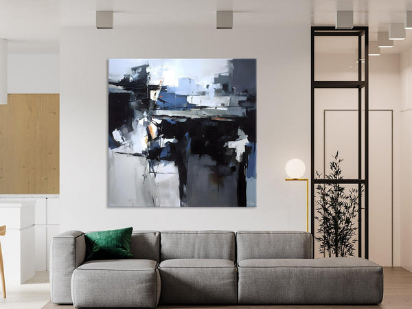 Original Modern Wall Art on Canvas, Black Contemporary Canvas Art, Modern Acrylic Artwork for Sale, Large Abstract Painting for Bedroom-Silvia Home Craft