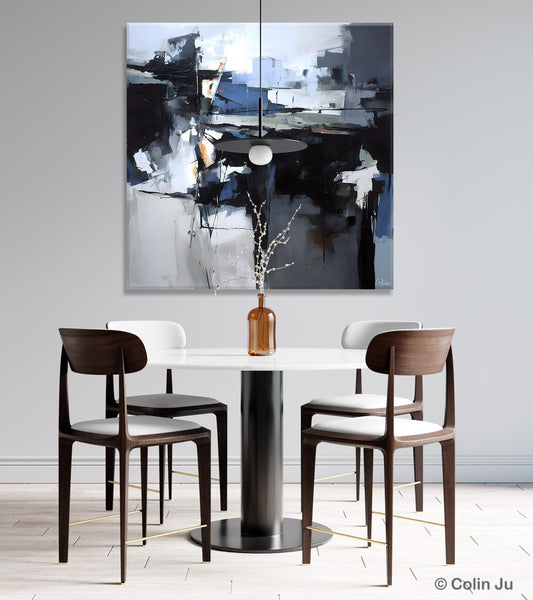 Original Modern Wall Art on Canvas, Black Contemporary Canvas Art, Modern Acrylic Artwork for Sale, Large Abstract Painting for Bedroom-Silvia Home Craft