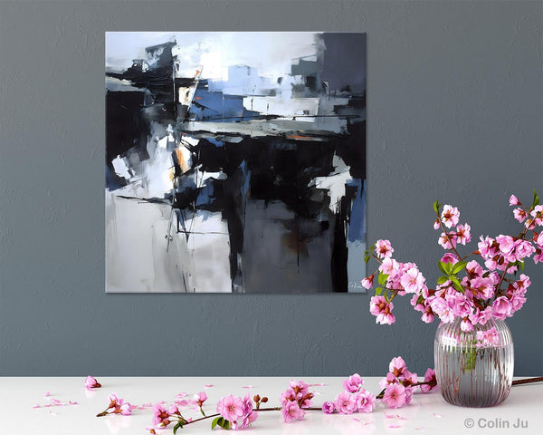 Original Modern Wall Art on Canvas, Black Contemporary Canvas Art, Modern Acrylic Artwork for Sale, Large Abstract Painting for Bedroom-Silvia Home Craft