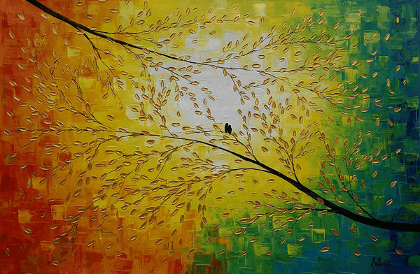 Large Painting, Love Birds, Canvas Wall Art, Original Acrylic Artwork, Bird Art-Silvia Home Craft