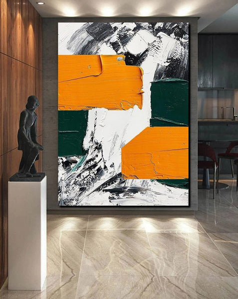 Simple Canvas Art, Yellow Modern Abstract Painting, Living Room Wall Art Ideas, Buy Art Online, Heavy Texture Art, Large Canvas Paintings-Silvia Home Craft
