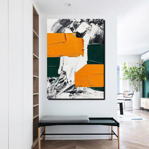 Simple Canvas Art, Yellow Modern Abstract Painting, Living Room Wall Art Ideas, Buy Art Online, Heavy Texture Art, Large Canvas Paintings-Silvia Home Craft