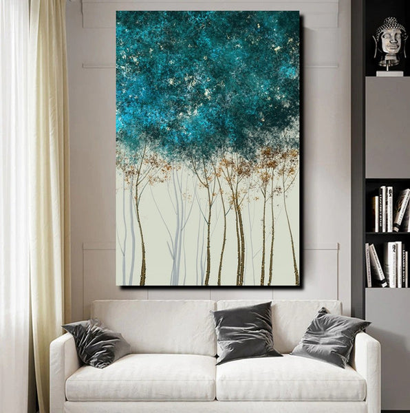 Tree Paintings, Simple Modern Art, Dining Room Wall Art Ideas, Buy Canvas Art Online, Simple Abstract Art, Large Acrylic Painting on Canvas-Silvia Home Craft