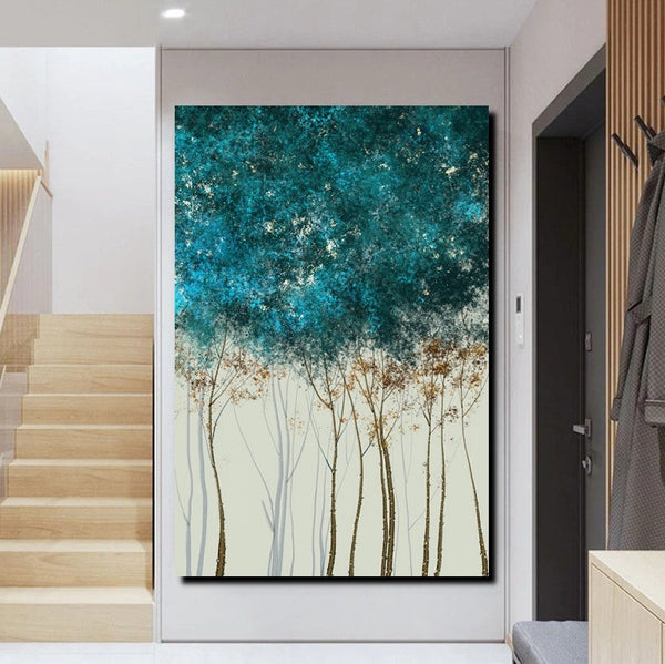 Tree Paintings, Simple Modern Art, Dining Room Wall Art Ideas, Buy Canvas Art Online, Simple Abstract Art, Large Acrylic Painting on Canvas-Silvia Home Craft