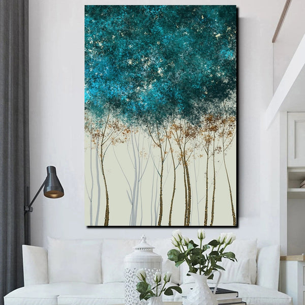 Tree Paintings, Simple Modern Art, Dining Room Wall Art Ideas, Buy Canvas Art Online, Simple Abstract Art, Large Acrylic Painting on Canvas-Silvia Home Craft