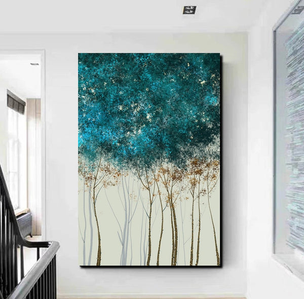 Tree Paintings, Simple Modern Art, Dining Room Wall Art Ideas, Buy Canvas Art Online, Simple Abstract Art, Large Acrylic Painting on Canvas-Silvia Home Craft
