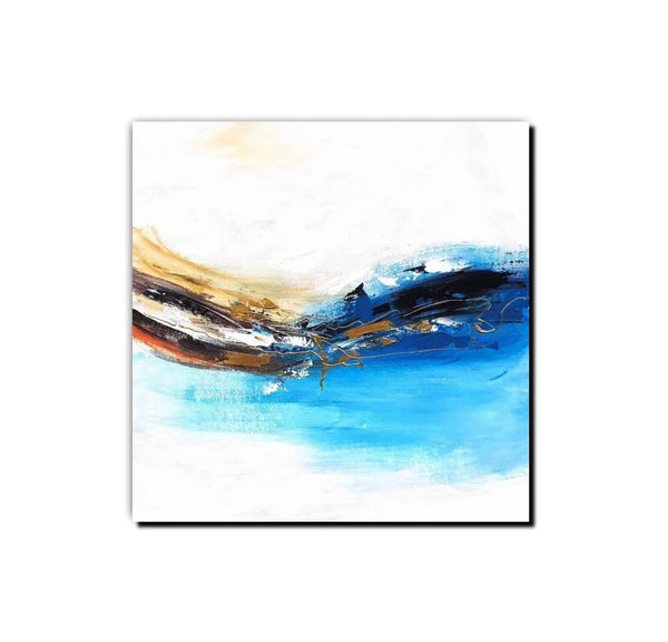 Simple Abstract Paintings, Bedroom Modern Paintings, Modern Contemporary Art, Acrylic Painting on Canvas, Blue Canvas Painting-Silvia Home Craft