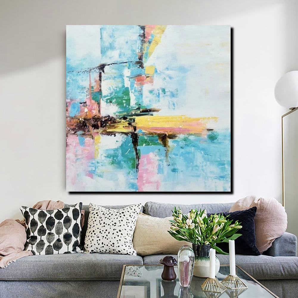 Simple Abstract Paintings, Dining Room Modern Wall Art, Modern Contemporary Art, Large Painting on Canvas, Acrylic Canvas Painting-Silvia Home Craft
