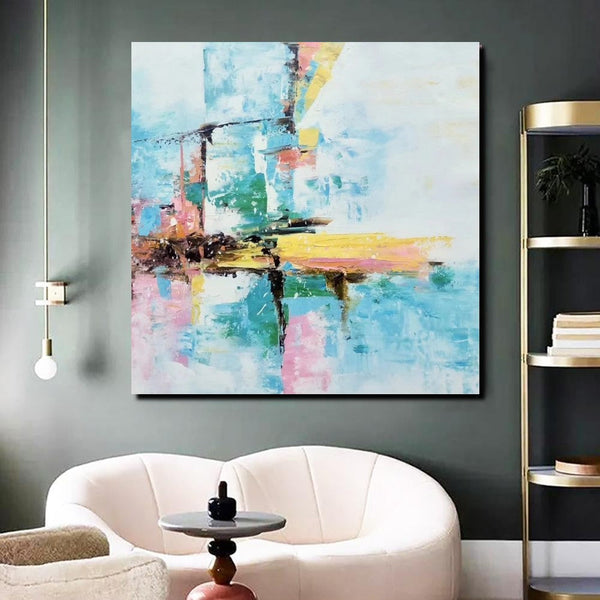 Simple Abstract Paintings, Dining Room Modern Wall Art, Modern Contemporary Art, Large Painting on Canvas, Acrylic Canvas Painting-Silvia Home Craft