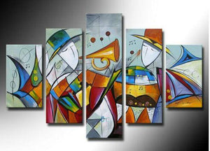 Extra Large Wall Art Paintings, 5 Piece Abstract Painting, Simple Canvas Painting, Music Paintings, Modern Acrylic Paintings-Silvia Home Craft