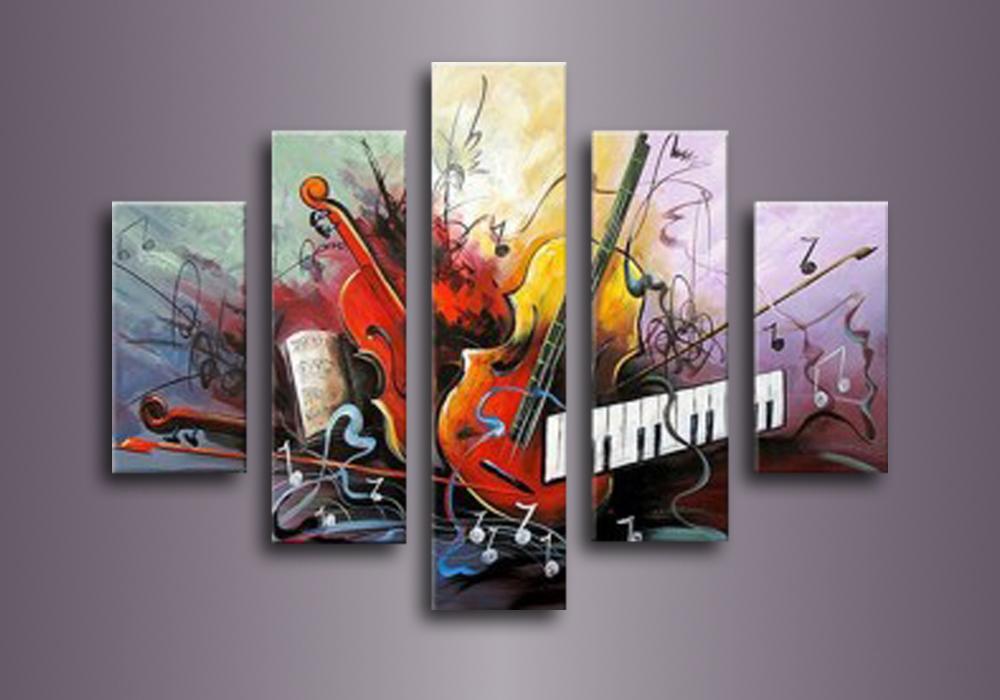 Guitar Painting, Violin Painting, Electronic Organ Painting, 5 Piece Modern Wall Art, Extra Large Art-Silvia Home Craft