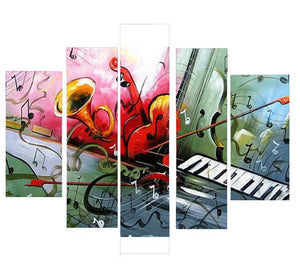 Violin Painting, Bedroom Abstract Painting, Electronic Organ Painting, 5 Piece Canvas Art-Silvia Home Craft