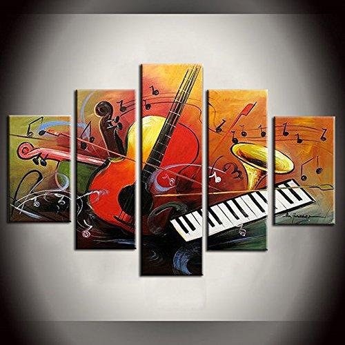 5 Piece Canvas Art Paintings, Violin Musical Instruction Painting, Abstract Canvas Painting, Electronic Organ Painting, Modern Paintings-Silvia Home Craft