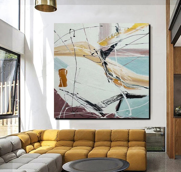 Simple Acrylic Paintings, Bedroom Modern Wall Art, Modern Contemporary Art, Large Painting Behind Sofa, Acrylic Canvas Painting-Silvia Home Craft