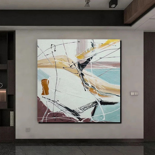 Simple Acrylic Paintings, Bedroom Modern Wall Art, Modern Contemporary Art, Large Painting Behind Sofa, Acrylic Canvas Painting-Silvia Home Craft