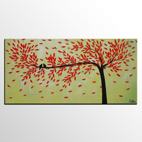 Abstract Art Painting, Love Birds Painting, Framed Artwork for Sale, Dining Room Wall Art, Canvas Art-Silvia Home Craft