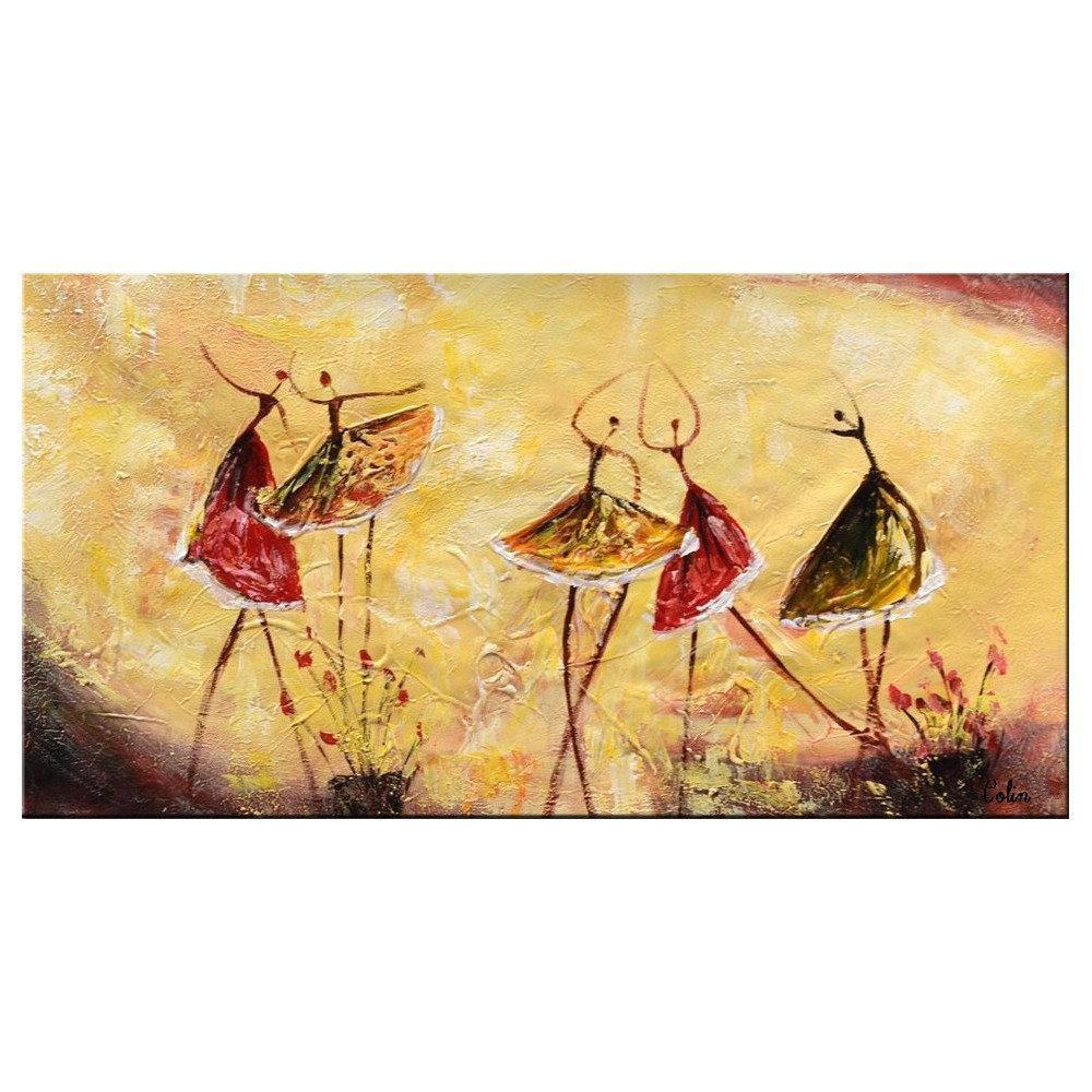 Ballet Dancer Abstract Painting, Contemporary Art, Art Painting, Abstract Art, Dining Room Wall Art-Silvia Home Craft
