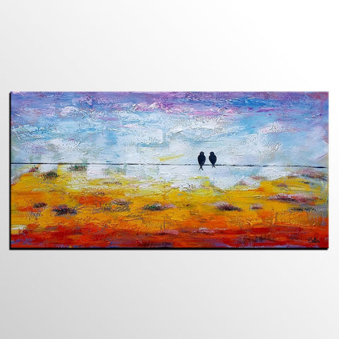 Modern Art, Contemporary Artwork, Love Birds Painting, Abstract Art Painting, Wedding Gift-Silvia Home Craft