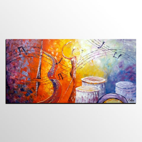 Violin Music Art, Canvas Wall Art, Abstract Art Painting, Bedroom Wall Art, Canvas Art, Modern Art, Contemporary Art-Silvia Home Craft