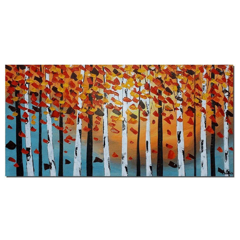 Art Painting, Contemporary Art, Birch Tree Painting, Modern Artwork, Abstract Art Painting, Painting for Sale-Silvia Home Craft
