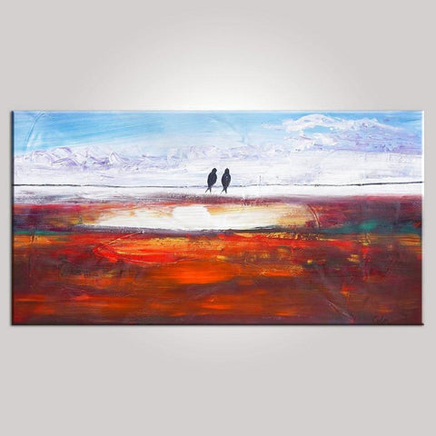 Love Birds Painting, Painting for Sale, Abstract Wall Art, Modern Art, Contemporary Painting, Abstract Painting, Bedroom Wall Art, Wedding Gift-Silvia Home Craft
