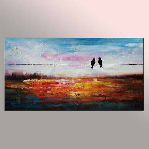 Contemporary Abstract Artwork, Wall Art, Modern Art, Love Birds Painting, Painting for Sale, Abstract Art Painting-Silvia Home Craft