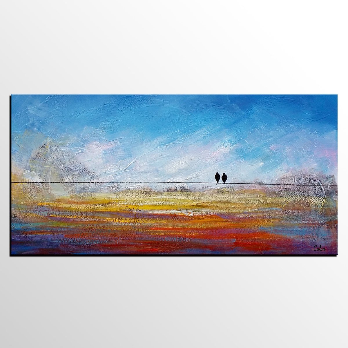 Modern Art, Abstract Art, Contemporary Wall Art, Love Birds Painting, Painting for Sale, Abstract Art Painting, Canvas Art-Silvia Home Craft