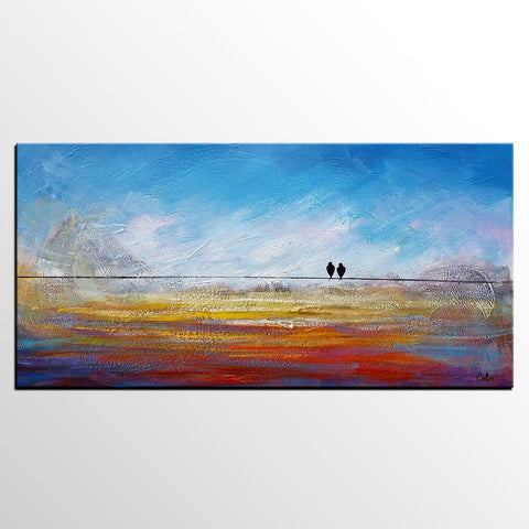 Modern Art, Abstract Art, Contemporary Wall Art, Love Birds Painting, Painting for Sale, Abstract Art Painting, Canvas Art-Silvia Home Craft
