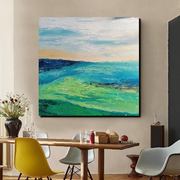 Landscape Acrylic Paintings, Abstract Landscape Painting, Modern Paintings for Living Room, Heavy Texture Painting, Large Painting Behind Sofa-Silvia Home Craft
