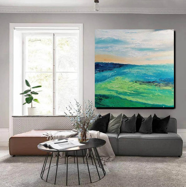Landscape Acrylic Paintings, Abstract Landscape Painting, Modern Paintings for Living Room, Heavy Texture Painting, Large Painting Behind Sofa-Silvia Home Craft