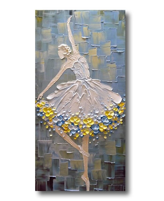 Heavy Texture Painting, Ballet Dancer Painting, Simple Acrylic Paintings, Palette Knife Painting, Acrylic Painting for Bedroom, Painting on Canvas-Silvia Home Craft