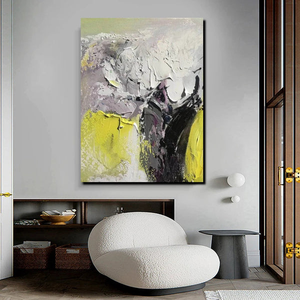 Living Room Abstract Paintings, Hand Painted Canvas Paintings, Heavy Texture Paintings, Palette Knife Painting, Modern Acrylic Painting-Silvia Home Craft