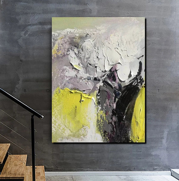 Living Room Abstract Paintings, Hand Painted Canvas Paintings, Heavy Texture Paintings, Palette Knife Painting, Modern Acrylic Painting-Silvia Home Craft