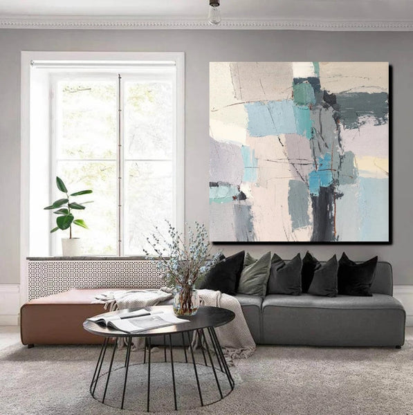 Simple Wall Art Paintings, Living Room Modern Wall Art, Modern Contemporary Art, Large Painting Behind Sofa, Acrylic Canvas Painting-Silvia Home Craft