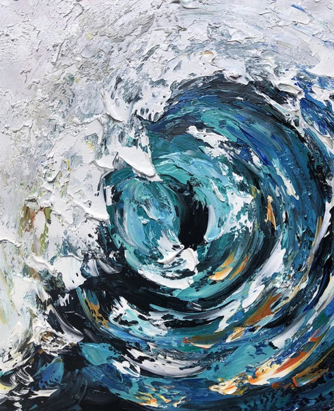 Big Wave Painting, Seascape Canvas Painting, Living Room Wall Art Painting, Landscape Canvas Paintings, Heavy Texture Canvas Art-Silvia Home Craft