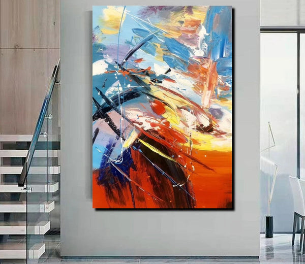 Living Room Modern Paintings, Acylic Canvas Paintings, Large Painting on Canvas, Modern Abstract Painting-Silvia Home Craft