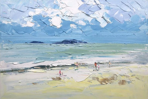 Seashore Beach Paintings, Living Room Canvas Art Ideas, Contemporary Abstract Art for Bedroom, Large Landscape Painting, Simple Modern Art-Silvia Home Craft