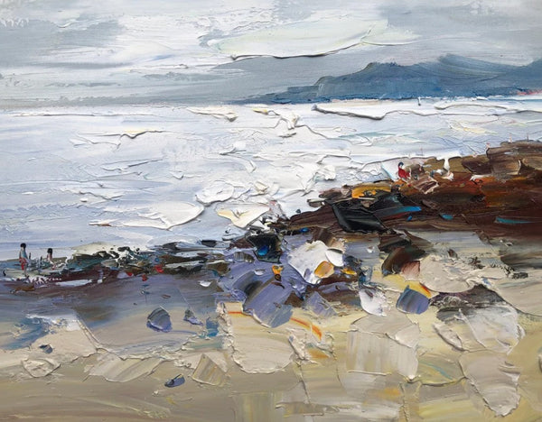 Landscape Paintings for Living Room, Landscape Canvas Paintings, Abstract Landscape Paintings, Seashore Beach paintings, Heavy Texture Canvas Art-Silvia Home Craft