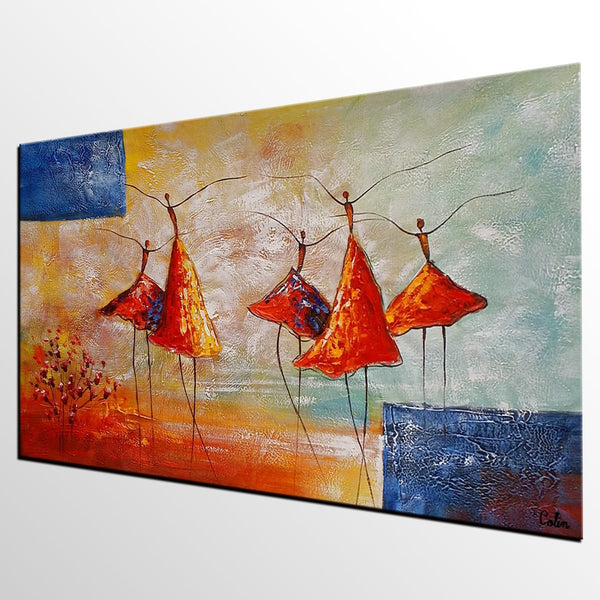 Wall Art Painting, Ballet Dancer Painting, Acrylic Painting for Sale, Simple Abstract Painting, Bedroom Canvas Painting-Silvia Home Craft