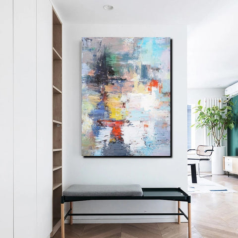 Modern Paintings Behind Sofa, Acrylic Paintings on Canvas, Large Painting for Sale, Contemporary Canvas Wall Art, Buy Paintings Online-Silvia Home Craft