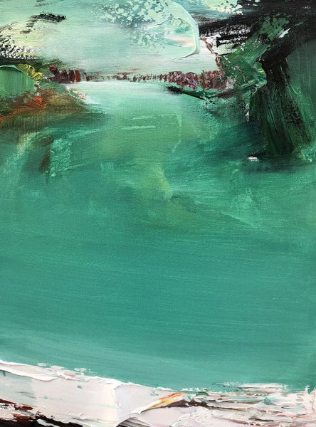 Hand Painted Canvas Art, Simple Painting Ideas for Bedroom, Palette Knife Paintings, Green Modern Paintings for Living Room-Silvia Home Craft