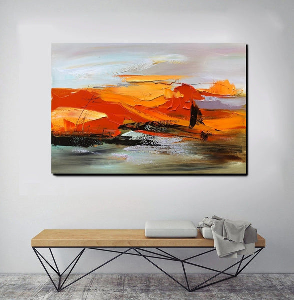 Acrylic Paintings on Canvas, Large Paintings Behind Sofa, Large Painting for Living Room, Heavy Texture Painting, Buy Paintings Online-Silvia Home Craft