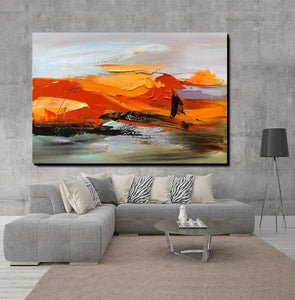 Acrylic Paintings on Canvas, Large Paintings Behind Sofa, Large Painting for Living Room, Heavy Texture Painting, Buy Paintings Online-Silvia Home Craft