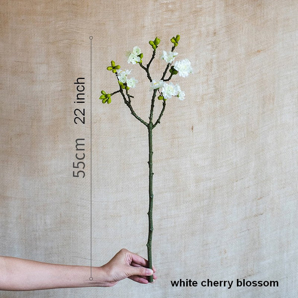 Flower Arrangement Ideas for Living Room, White Cherry Blossom, Sakura Flowers, Unique Artificial Flowers for Home Decoration, Simple Artificial Floral for Bedroom-Silvia Home Craft