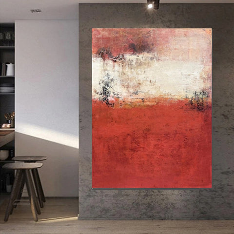 Canvas Painting for Living Room, Huge Contemporary Abstract Artwork, Red Abstract Painting Ideas for Interior Design, Modern Wall Art Painting-Silvia Home Craft