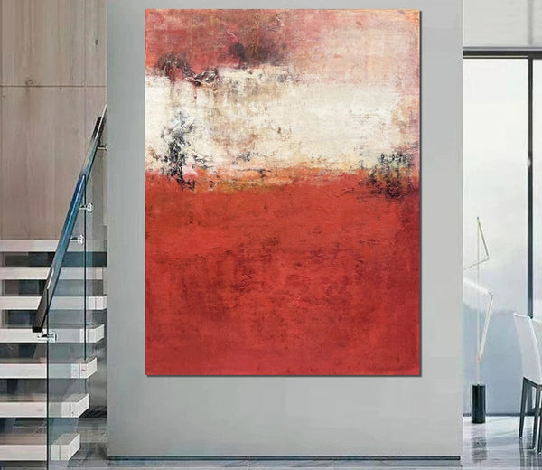 Canvas Painting for Living Room, Huge Contemporary Abstract Artwork, Red Abstract Painting Ideas for Interior Design, Modern Wall Art Painting-Silvia Home Craft