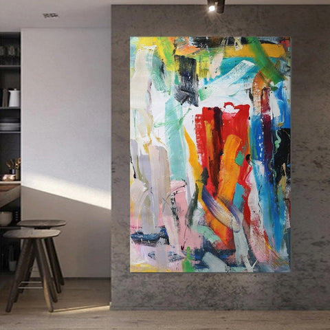 Modern Contemporary Artwork, Buy Paintings Online, Colorful Abstract Acrylic Paintings for Living Room, Heavy Texture Canvas Art, Impasto Wall Art Paintings-Silvia Home Craft